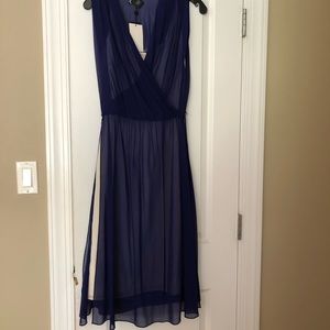 NWT Raoul Carbon blue wrap dress with white slip
